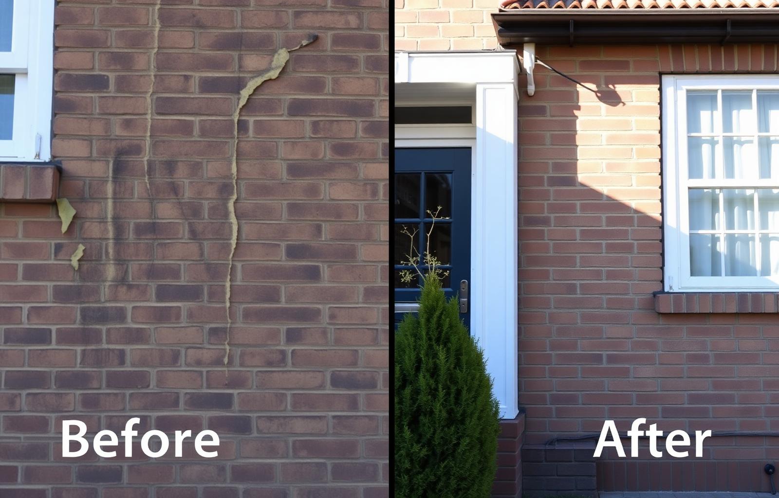 Brick home before soft wash