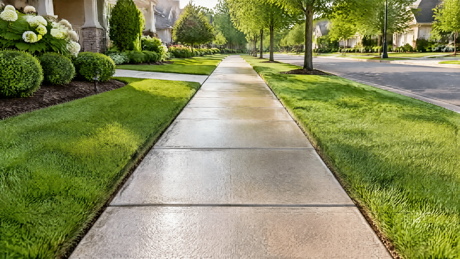 Cleaned concrete sidewalk in Roswell, GA